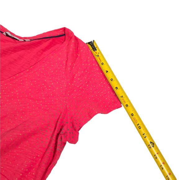 Boden Gold Metallic Polka Dot Short Sleeve Dress Women Size 12R Peplum Tiered - Picture 9 of 9